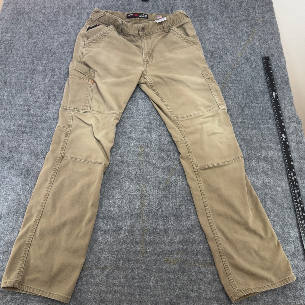 Ariat M5 Slim Straight FR Cargo Work Pants Khaki Tan Size 33x34